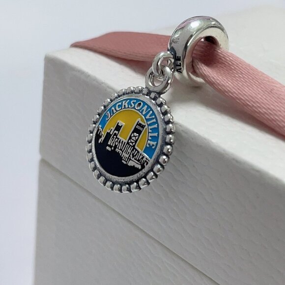 Pandora Jacksonville, FL Dangle Charm Travel Pendant s925 Sterling Silver, Charm - Picture 1 of 4